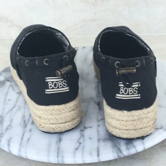 BOBS by Skechers Memory Foam Black Canvas Espadrille Loafer Women's Size 6.5 - Picture 2 of 16